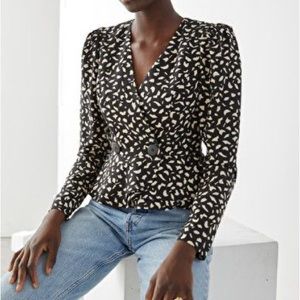 NEW & Other Stories Buttoned Peplum Wrap Blouse